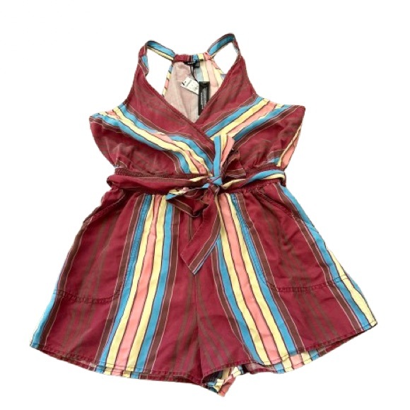 NWT! Colorful Striped Cute Short V Neck Romper in Women’s Medium - Picture 3 of 9